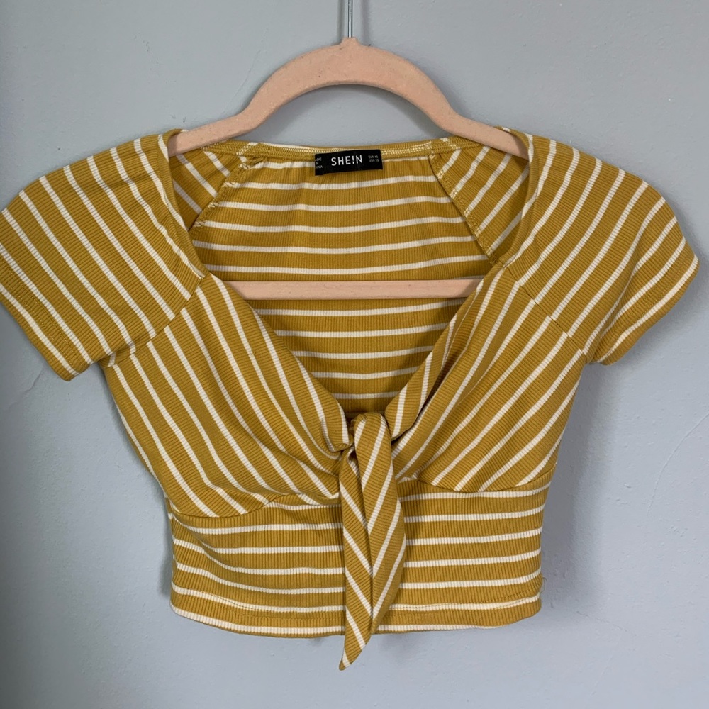 Yellow tie crop top